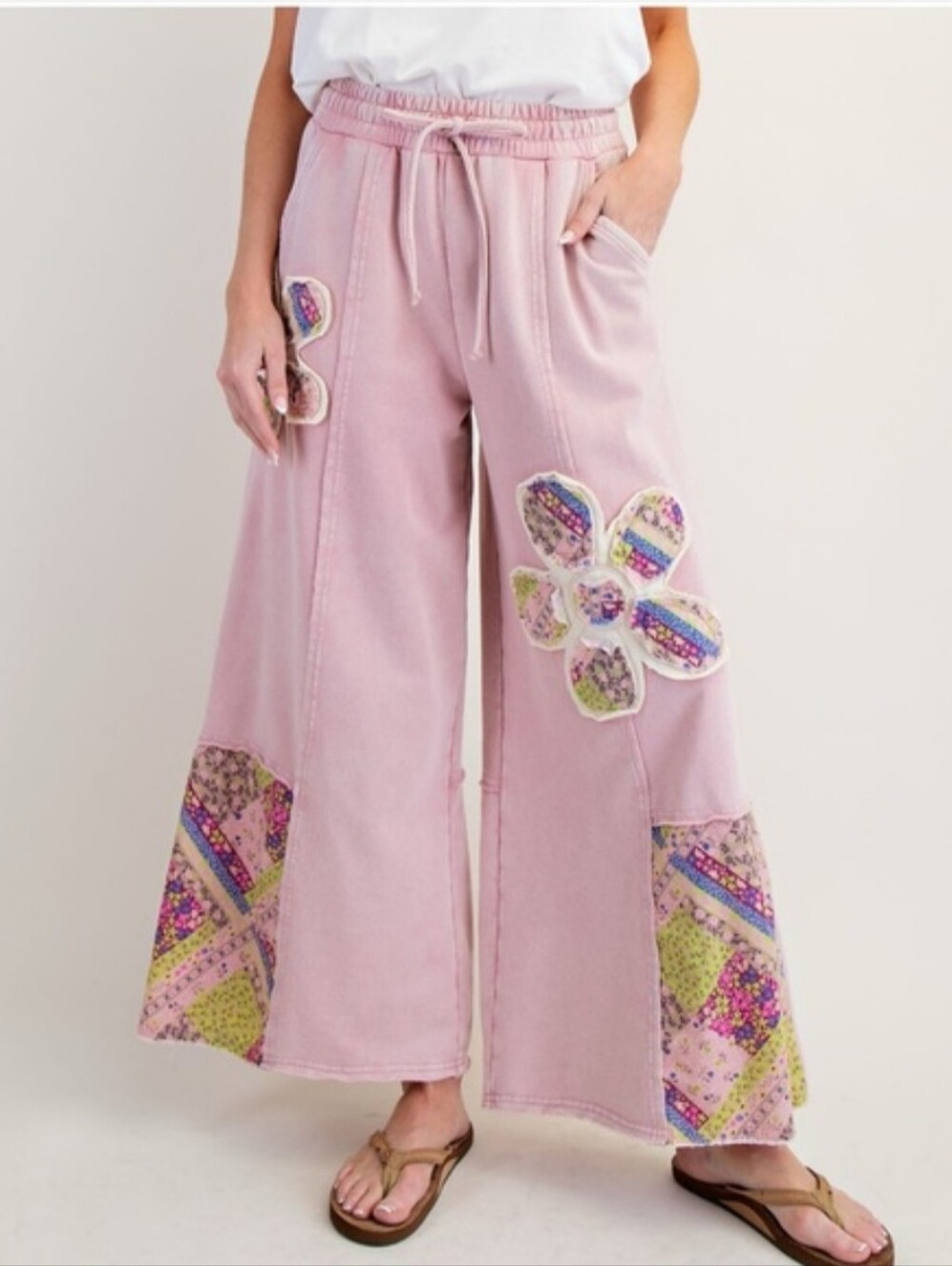 NWT Easel Purple Floral Patchwork Sweatpants